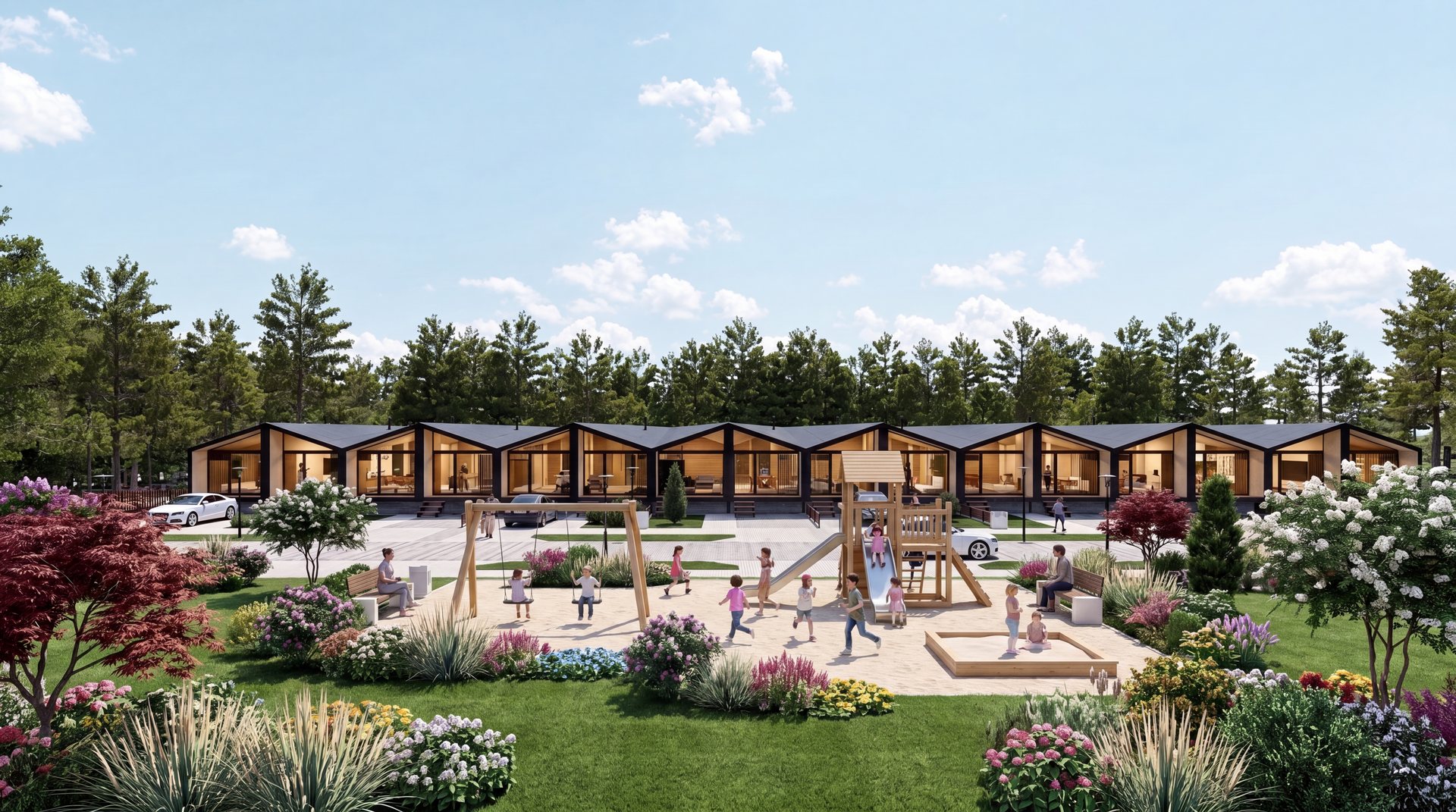 TOO House Urban — parque infantil e conjunto de moradias em banda